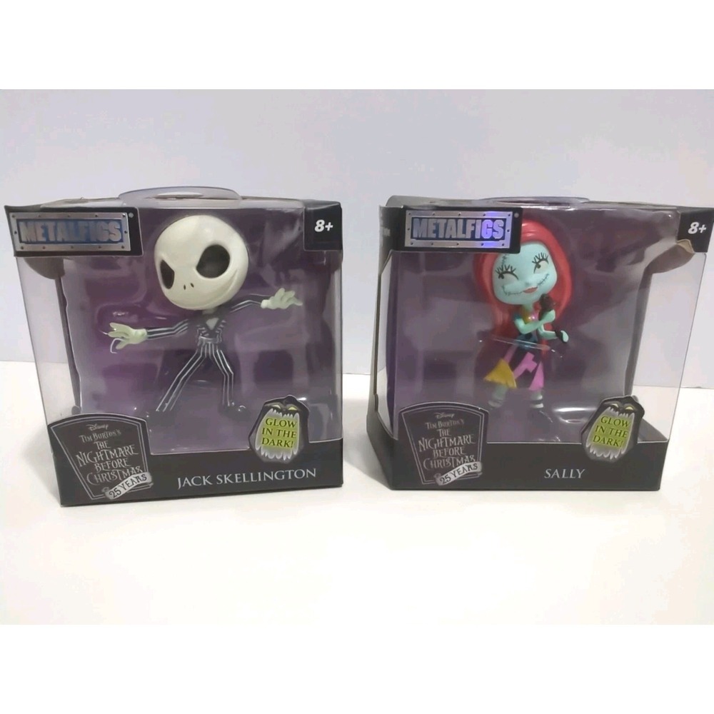 The Nightmare Before Christmas Metalfigs  Diecast Jack Sally Glow In Dark Jada